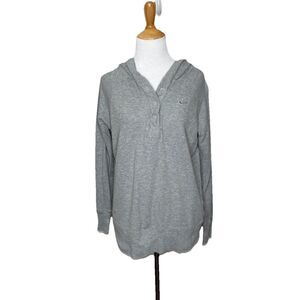 Nike Sportswear Grey Gray Waffle Knit Henley Hoodie Long Sleeve Size Large 12-14
